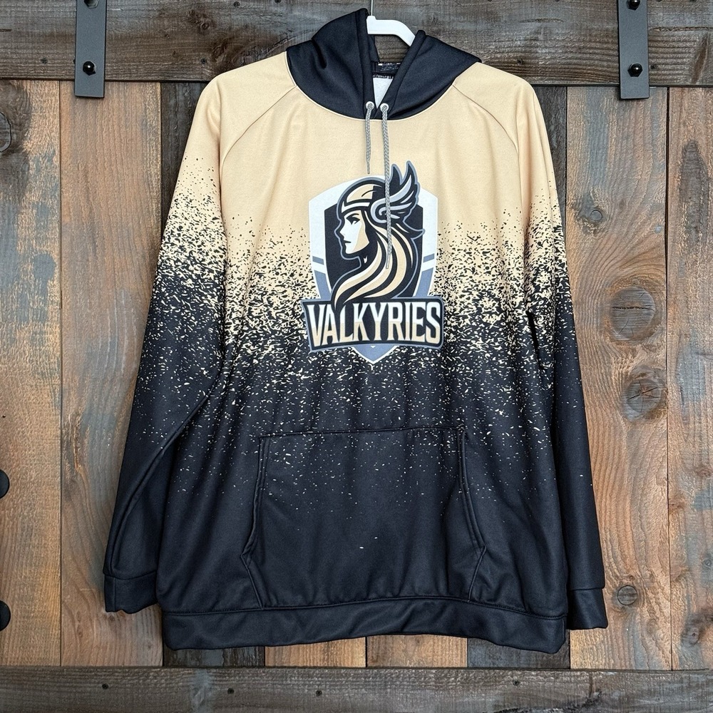 Valkyries Hoodie Mens XL Kirk 10 Black Gold Athletic Team Sweatshirt